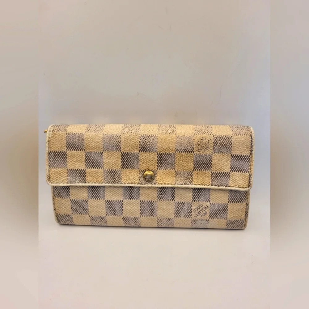 LOUIS VUITTON Damier Azur Portefeuille Sarah Long Wallet